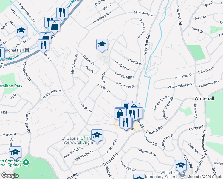 map of restaurants, bars, coffee shops, grocery stores, and more near 5117 Azalea Drive in Pittsburgh