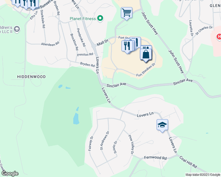 map of restaurants, bars, coffee shops, grocery stores, and more near 1852 Sinclair Avenue in Steubenville