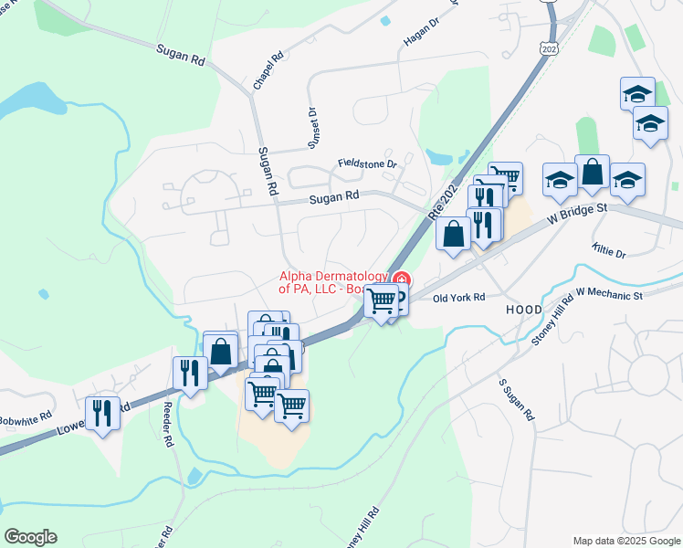 map of restaurants, bars, coffee shops, grocery stores, and more near 706 Brighton Way in New Hope