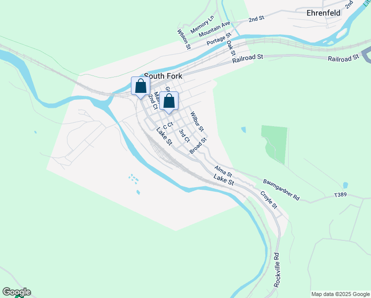 map of restaurants, bars, coffee shops, grocery stores, and more near 612 Main Street in South Fork