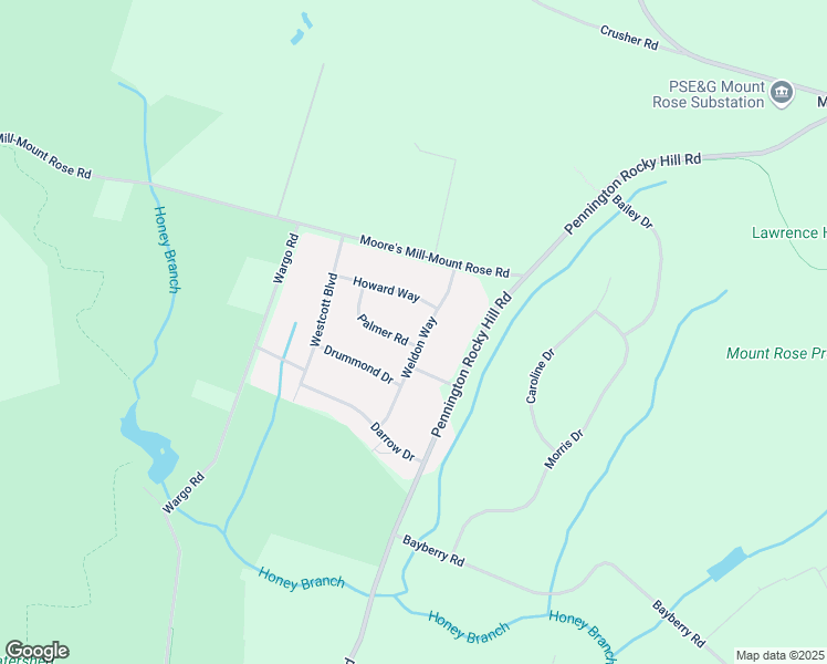 map of restaurants, bars, coffee shops, grocery stores, and more near 111 Weldon Way in Pennington