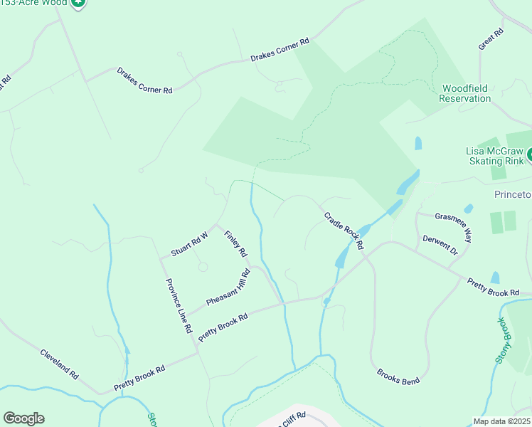 map of restaurants, bars, coffee shops, grocery stores, and more near 56 Cradle Rock Road in Princeton
