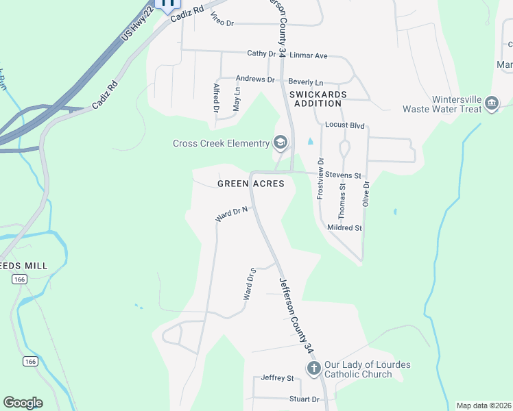 map of restaurants, bars, coffee shops, grocery stores, and more near 937 Bantam Ridge Road in Steubenville