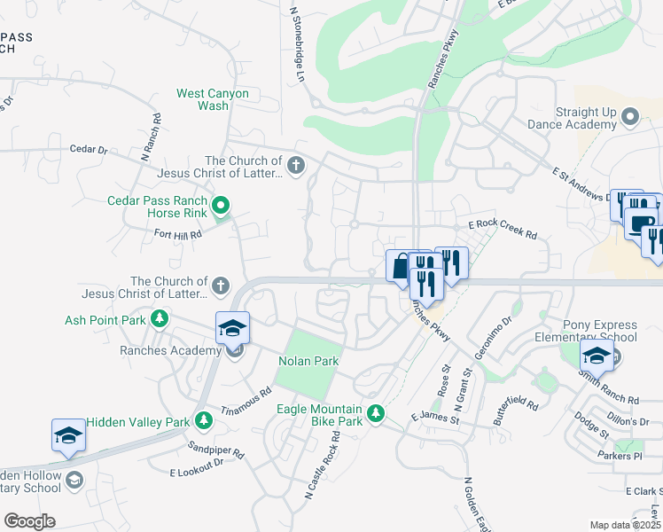 map of restaurants, bars, coffee shops, grocery stores, and more near South Ridge Road in Eagle Mountain