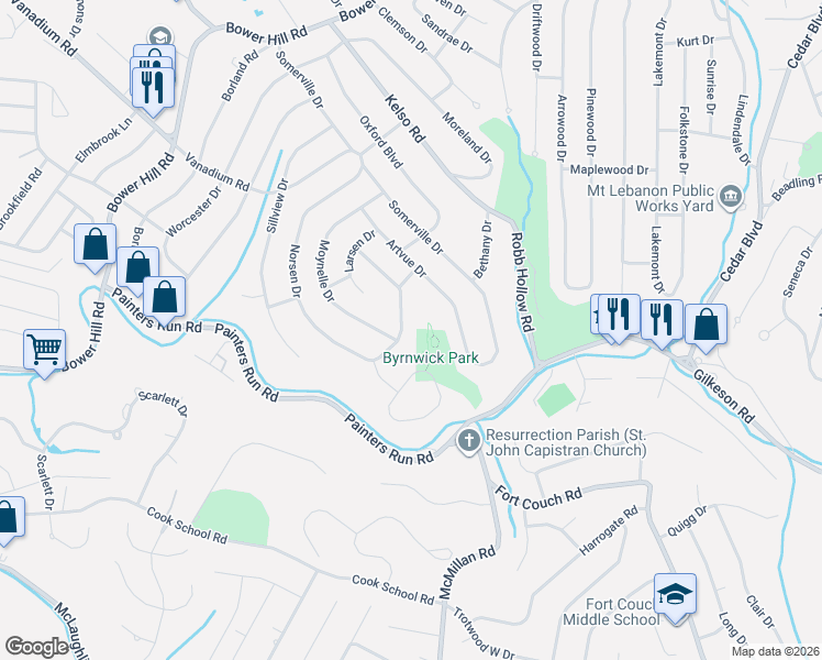 map of restaurants, bars, coffee shops, grocery stores, and more near 866 Lochlin Drive in Pittsburgh