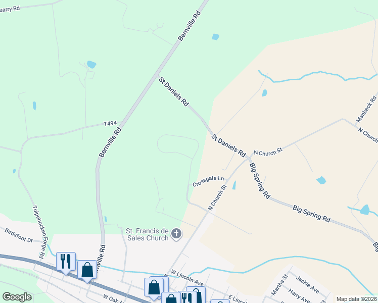 map of restaurants, bars, coffee shops, grocery stores, and more near 125 Steeple Drive in Robesonia