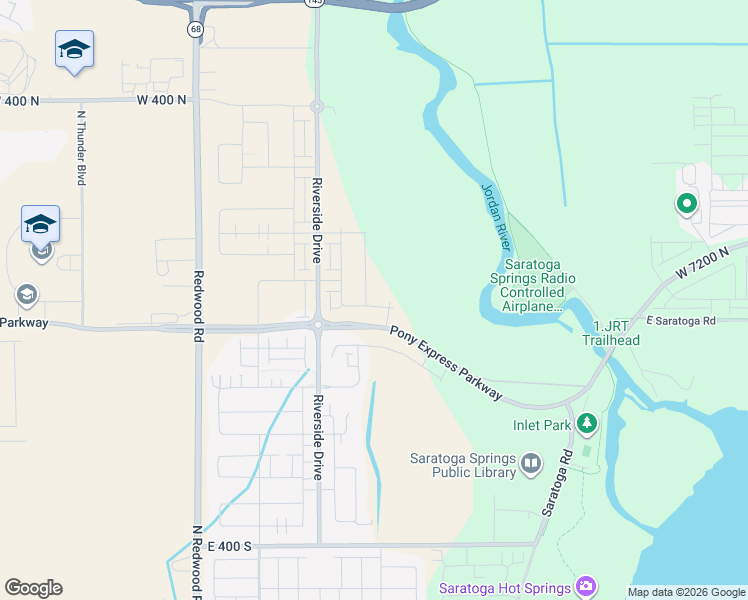 map of restaurants, bars, coffee shops, grocery stores, and more near 32 Provo River Road in Saratoga Springs