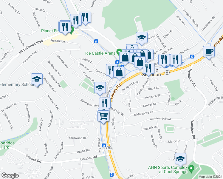 map of restaurants, bars, coffee shops, grocery stores, and more near 3997 Canal Street in Pittsburgh