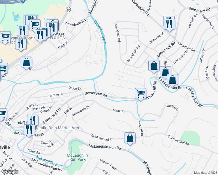 map of restaurants, bars, coffee shops, grocery stores, and more near 367 Pierina Drive in Pittsburgh