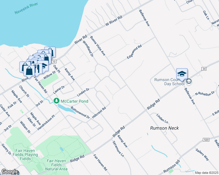 map of restaurants, bars, coffee shops, grocery stores, and more near 50 Rustic Terrace in Fair Haven