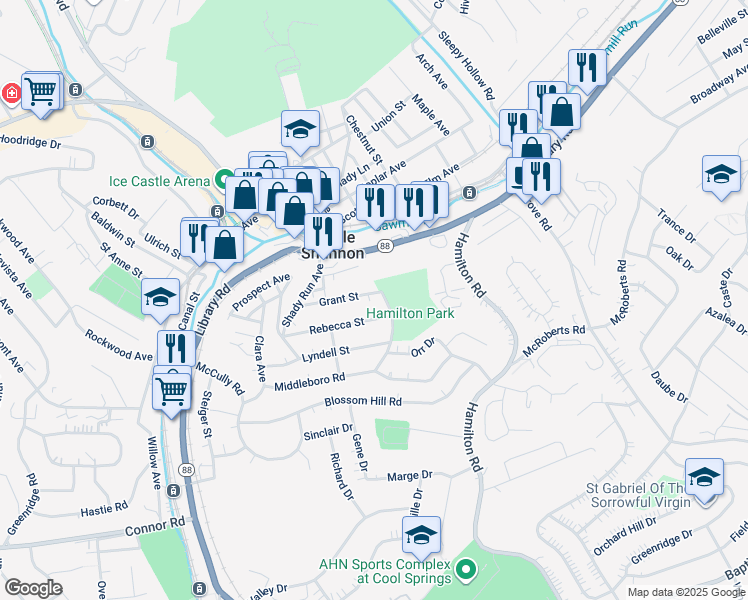 map of restaurants, bars, coffee shops, grocery stores, and more near 3700 Grant Street in Pittsburgh