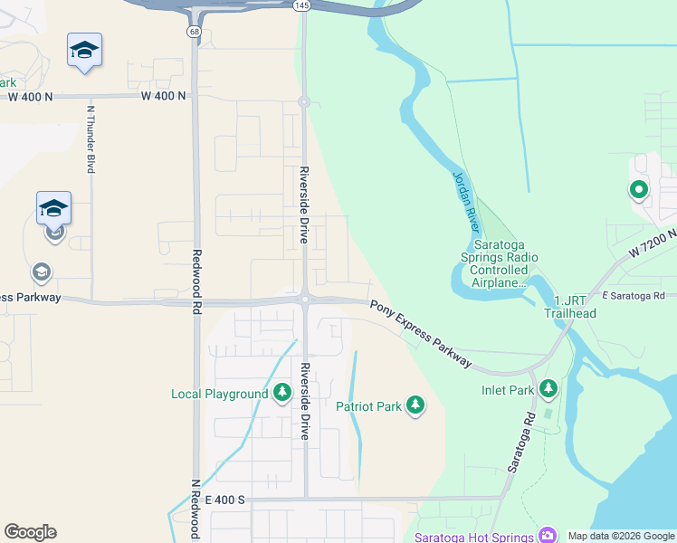 map of restaurants, bars, coffee shops, grocery stores, and more near 45 Provo River Road in Saratoga Springs