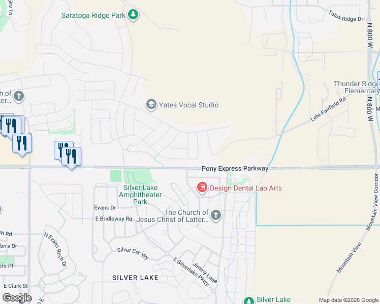 map of restaurants, bars, coffee shops, grocery stores, and more near 7983 North Copperbend Road in Eagle Mountain