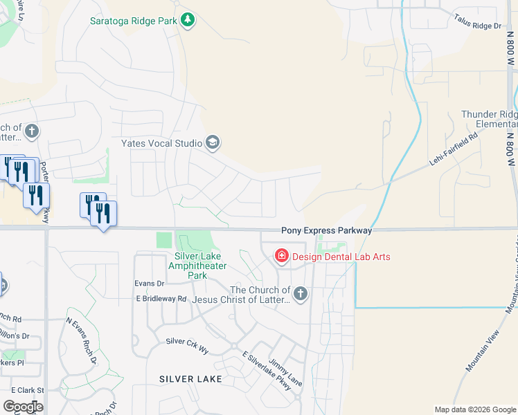 map of restaurants, bars, coffee shops, grocery stores, and more near 7983 North Copperbend Road in Eagle Mountain