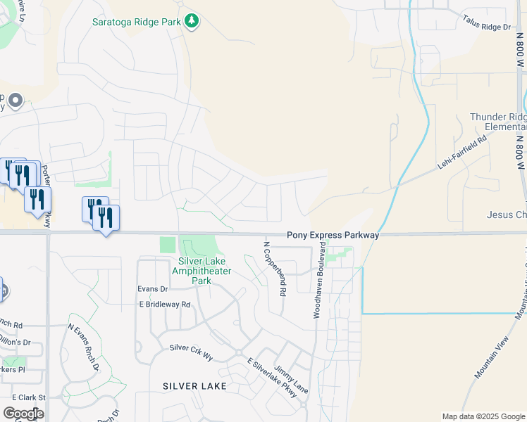 map of restaurants, bars, coffee shops, grocery stores, and more near 7983 North Copperbend Road in Eagle Mountain