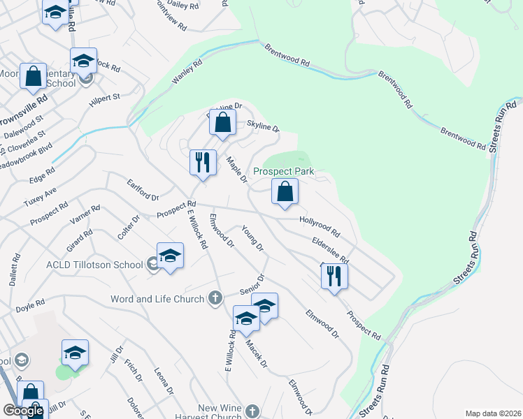map of restaurants, bars, coffee shops, grocery stores, and more near 1500 Tretter Drive in Pittsburgh