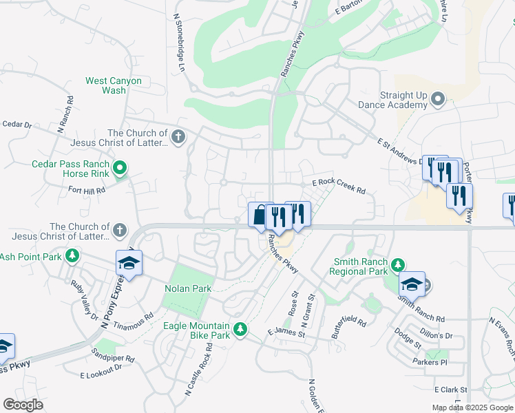 map of restaurants, bars, coffee shops, grocery stores, and more near 8066 North Ridge Loop East in Lehi
