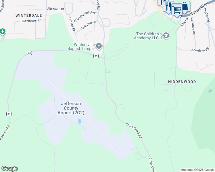 map of restaurants, bars, coffee shops, grocery stores, and more near 890 Fernwood Road in Wintersville