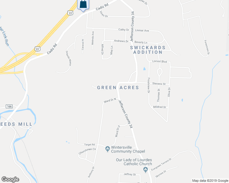 map of restaurants, bars, coffee shops, grocery stores, and more near 18 Murphy Avenue in Wintersville