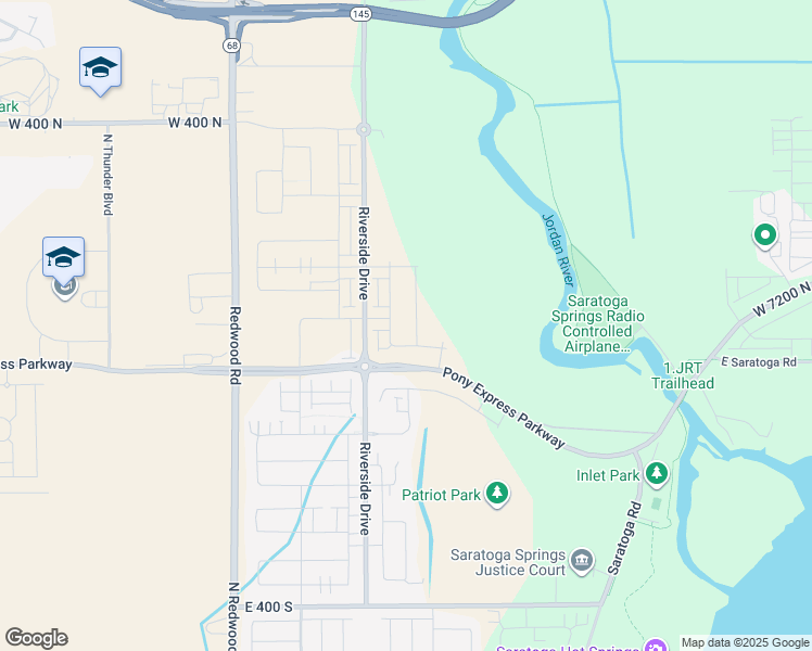 map of restaurants, bars, coffee shops, grocery stores, and more near 67 Provo River Road in Saratoga Springs