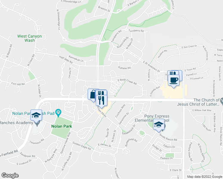 map of restaurants, bars, coffee shops, grocery stores, and more near 3607 East Sapphire Creek Lane in Eagle Mountain