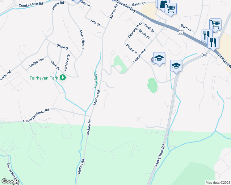 map of restaurants, bars, coffee shops, grocery stores, and more near 421 McKee Road in North Versailles