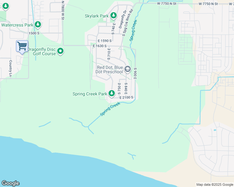 map of restaurants, bars, coffee shops, grocery stores, and more near 2066 South 750 East in Lehi