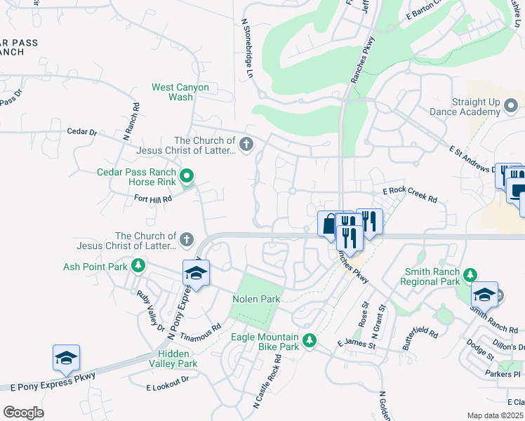 map of restaurants, bars, coffee shops, grocery stores, and more near 8084 North Ridge Loop East in Eagle Mountain