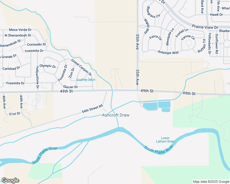 map of restaurants, bars, coffee shops, grocery stores, and more near 3630 49th Street in Greeley