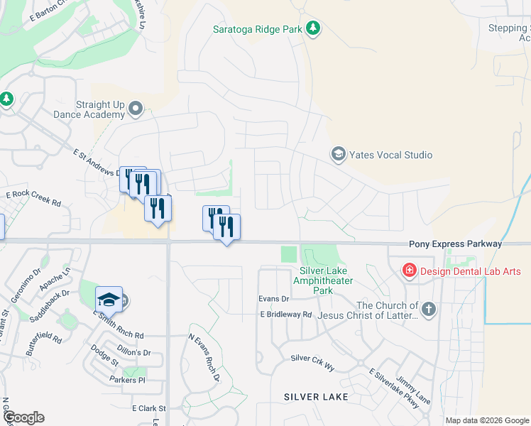 map of restaurants, bars, coffee shops, grocery stores, and more near 1769 West Stone Gate Drive in Saratoga Springs