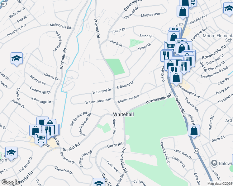 map of restaurants, bars, coffee shops, grocery stores, and more near 3811 Provost Road in Pittsburgh
