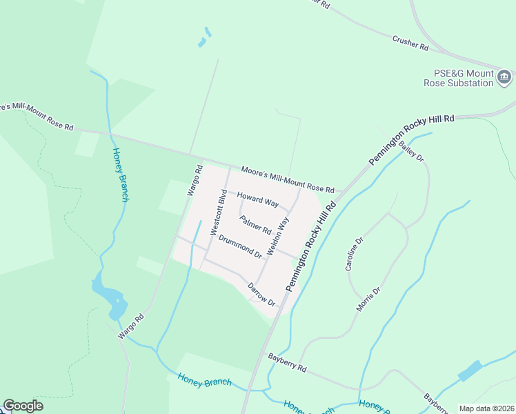 map of restaurants, bars, coffee shops, grocery stores, and more near 109 Howard Way in Pennington