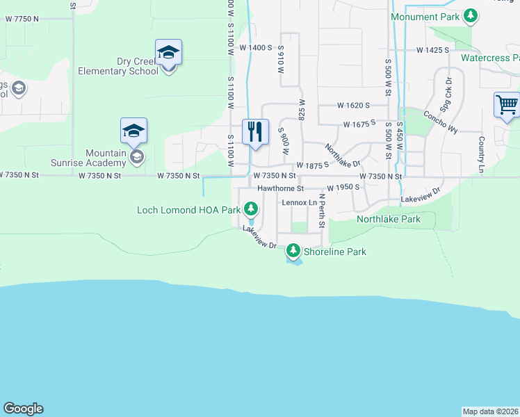 map of restaurants, bars, coffee shops, grocery stores, and more near 66 Archmore Street in Lehi