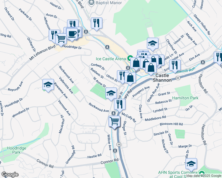 map of restaurants, bars, coffee shops, grocery stores, and more near 939 Saint Anne Street in Pittsburgh