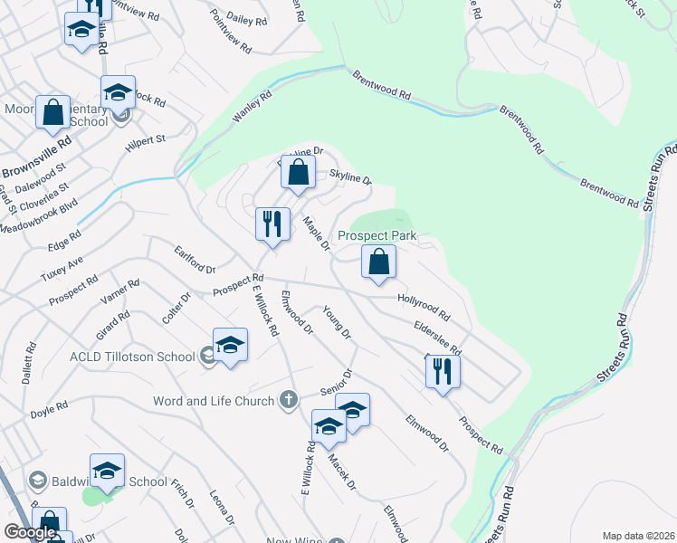 map of restaurants, bars, coffee shops, grocery stores, and more near 1500 Tretter Drive in Pittsburgh