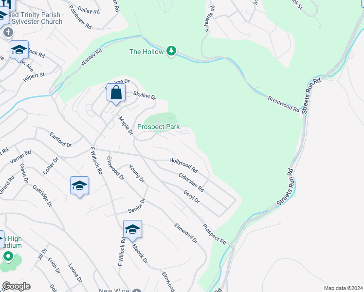 map of restaurants, bars, coffee shops, grocery stores, and more near 1612 Carmella Drive in Pittsburgh