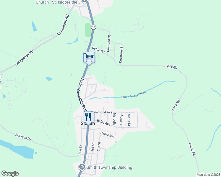 map of restaurants, bars, coffee shops, grocery stores, and more near 59 Spring Valley Street in Slovan