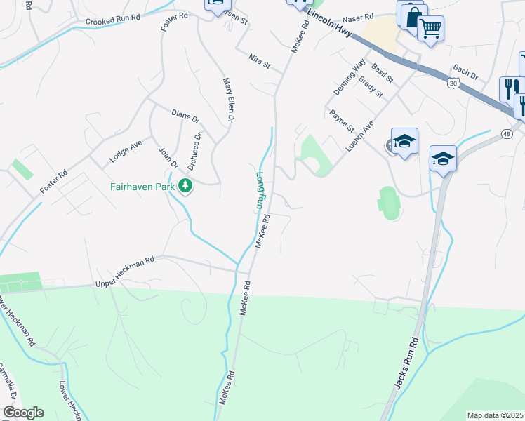 map of restaurants, bars, coffee shops, grocery stores, and more near 420 McKee Road in North Versailles