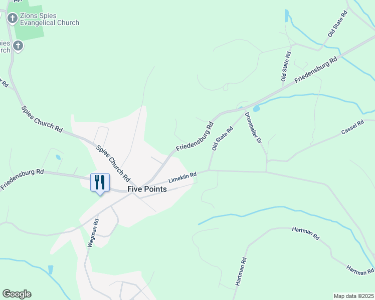 map of restaurants, bars, coffee shops, grocery stores, and more near 1921 Friedensburg Road in Reading