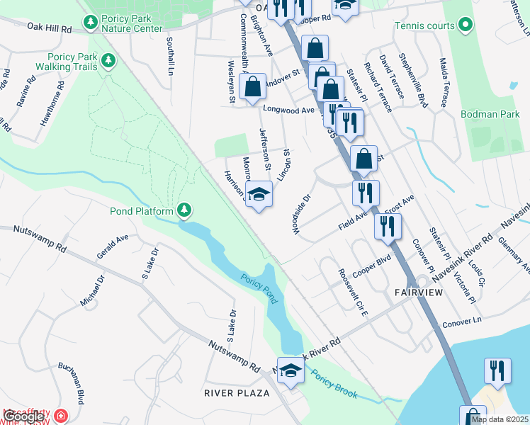map of restaurants, bars, coffee shops, grocery stores, and more near 817 Lincoln Street in Red Bank