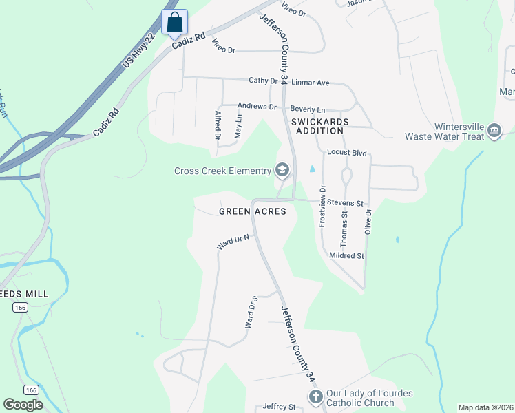 map of restaurants, bars, coffee shops, grocery stores, and more near 18 Murphy Avenue in Wintersville