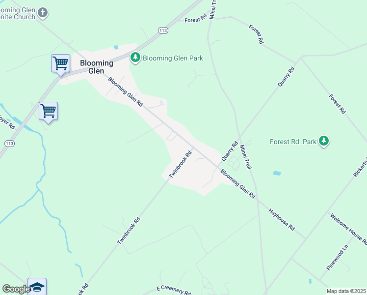 map of restaurants, bars, coffee shops, grocery stores, and more near 860 Blooming Glen Road in Perkasie