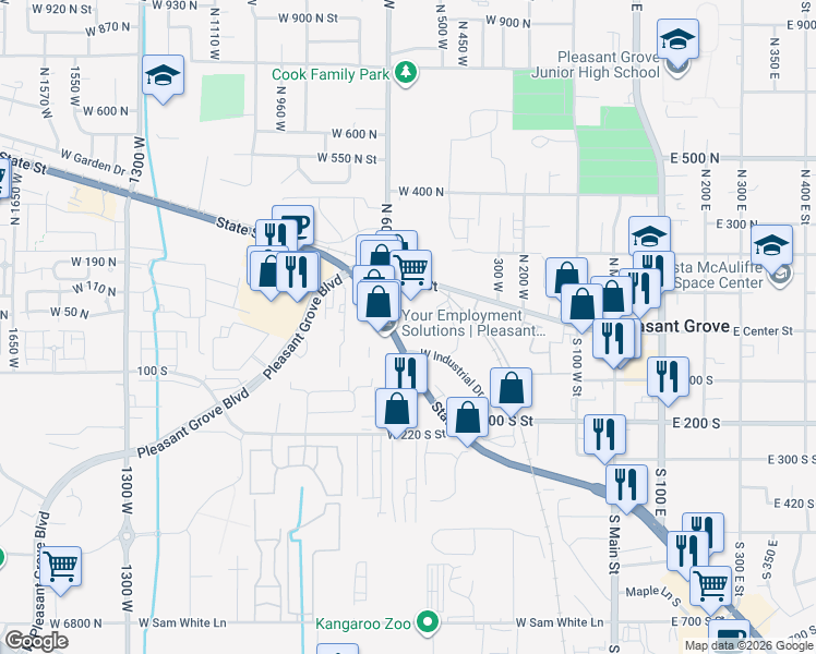 map of restaurants, bars, coffee shops, grocery stores, and more near 568 West 990 North in American Fork