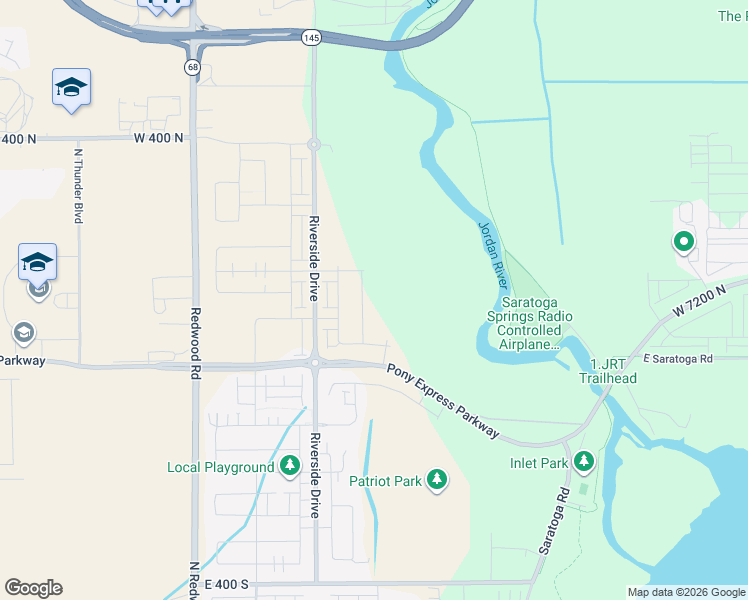 map of restaurants, bars, coffee shops, grocery stores, and more near 100 Provo River Road in Saratoga Springs