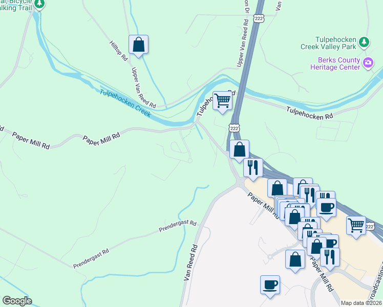 map of restaurants, bars, coffee shops, grocery stores, and more near 113 Legacy Boulevard in Reading
