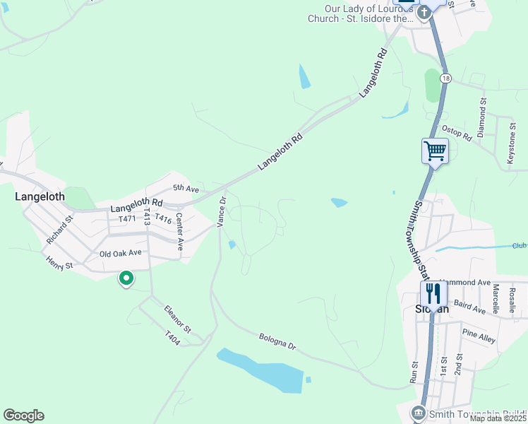 map of restaurants, bars, coffee shops, grocery stores, and more near 10 Langeloth Plant Drive in Langeloth