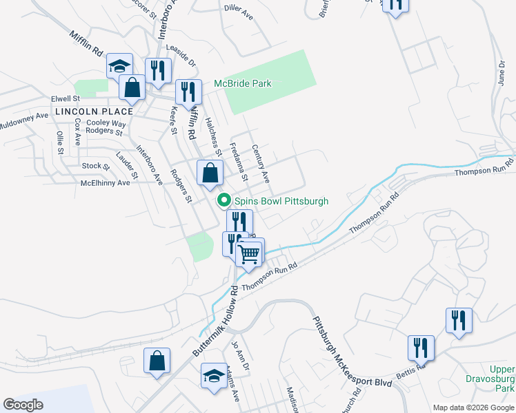 map of restaurants, bars, coffee shops, grocery stores, and more near 1702 Orchid Street in Pittsburgh