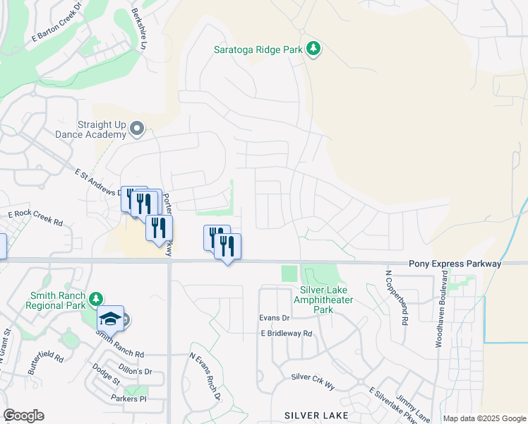 map of restaurants, bars, coffee shops, grocery stores, and more near 1768 West Fall Brook Drive in Saratoga Springs