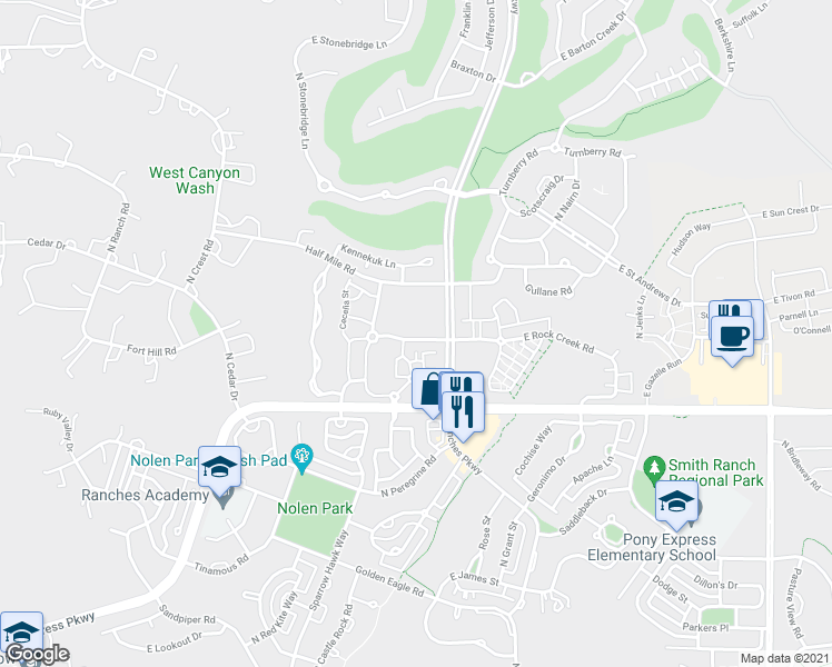 map of restaurants, bars, coffee shops, grocery stores, and more near 8204 North Cedar Springs Road in Eagle Mountain