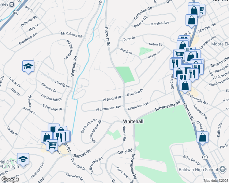 map of restaurants, bars, coffee shops, grocery stores, and more near 3630 Reiland Street in Pittsburgh